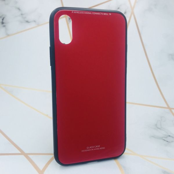 Силіконовий чохол Glass case зі скляною задньою панеллю для iPhone X/Xs Червоний