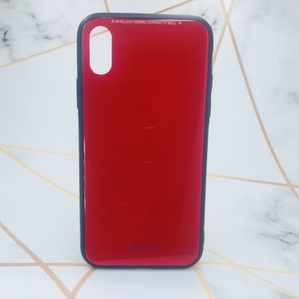 Силіконовий чохол Glass case зі скляною задньою панеллю для iPhone X/Xs Червоний