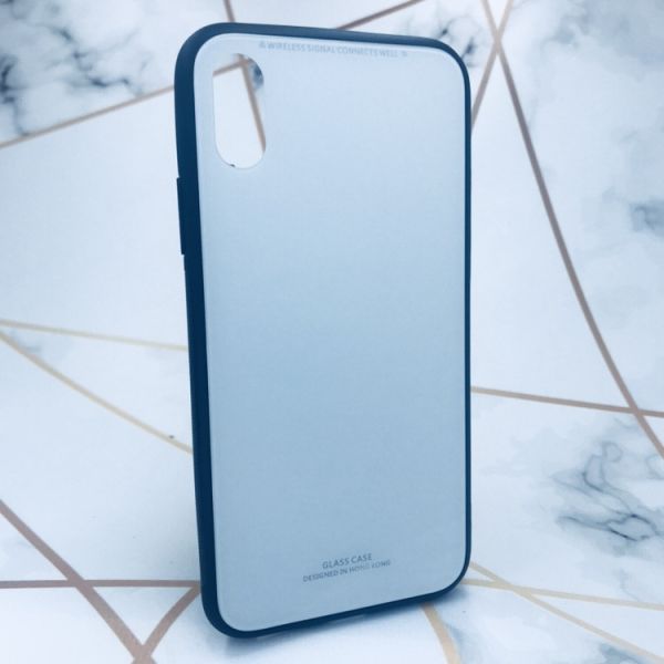 Силіконовий чохол Glass case зі скляною задньою панеллю для iPhone X/Xs Білий