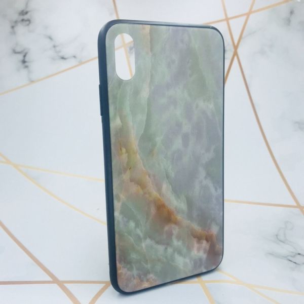 Силіконовий чохол Glass case зі скляною задньою панеллю для iPhone XS MAX Мармур онікс