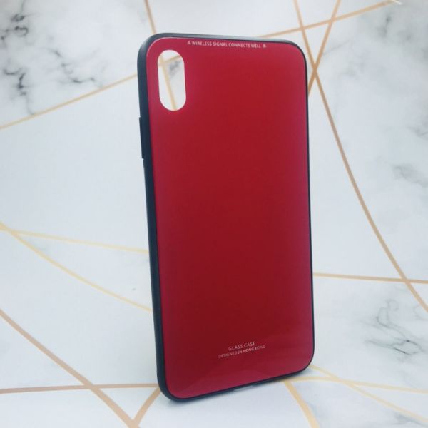 Силіконовий чохол Glass case зі скляною задньою панеллю для iPhone XS MAX Червоний