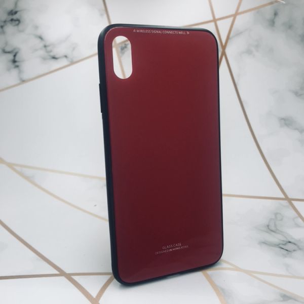 Силіконовий чохол Glass case зі скляною задньою панеллю для iPhone XS MAX Червоний