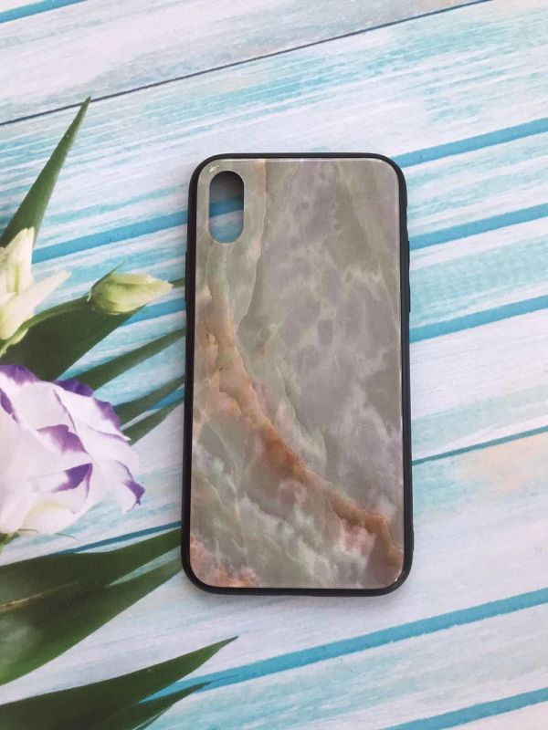 Силіконовий чохол Glass case зі скляною задньою панеллю для iPhone X/Xs Онікс