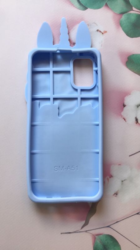 Чохол силіконовий 3D Case з плаваючими блискітками на Samsung Galaxy A51 Єдиноріг блакитний