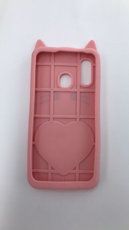 Чохол силіконовий 3D Case з плаваючими блискітками на Samsung Galaxy А20Е Кіт рожевий