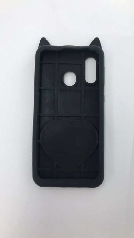 Чохол силіконовий 3D Case з плаваючими блискітками на Samsung Galaxy А20Е Кіт чорний