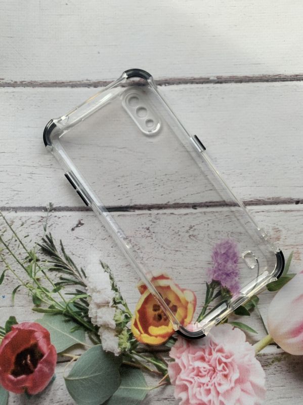 Прозорий силіконовий чохол з потовщеними кутами чорного кольору для Samsung Galaxy A01