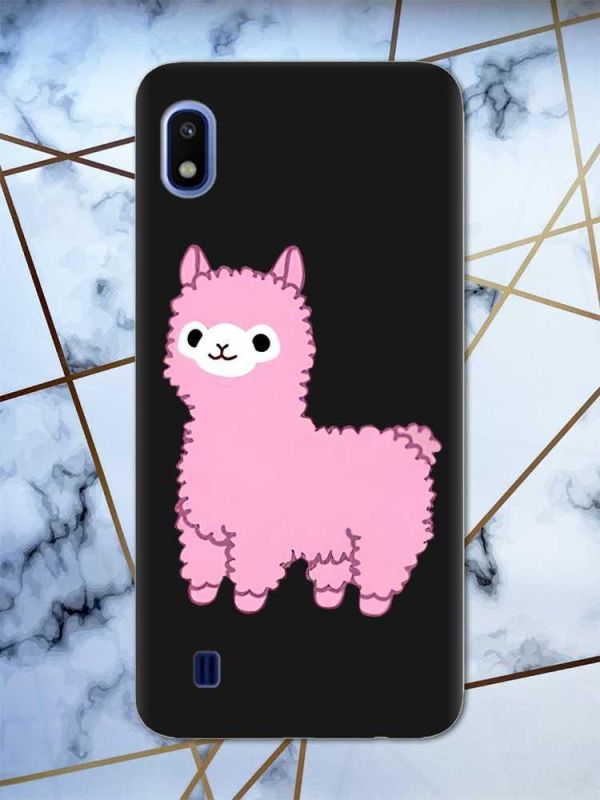 Матовий чорний чохол на Samsung Galaxy А10 (2019) А105 дизайн Лама рожева принт 100