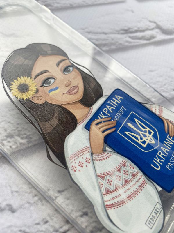 Прозорий чохол для Samsung Galaxy A01 патріотичний дизайн Дівчина з паспортом принт 12
