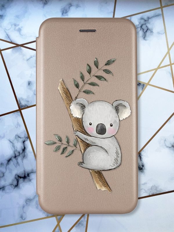 Чохол-книжка з малюнком для Samsung Galaxy A50 (2019) A505/A30s Золотий; Коала (принт 132)