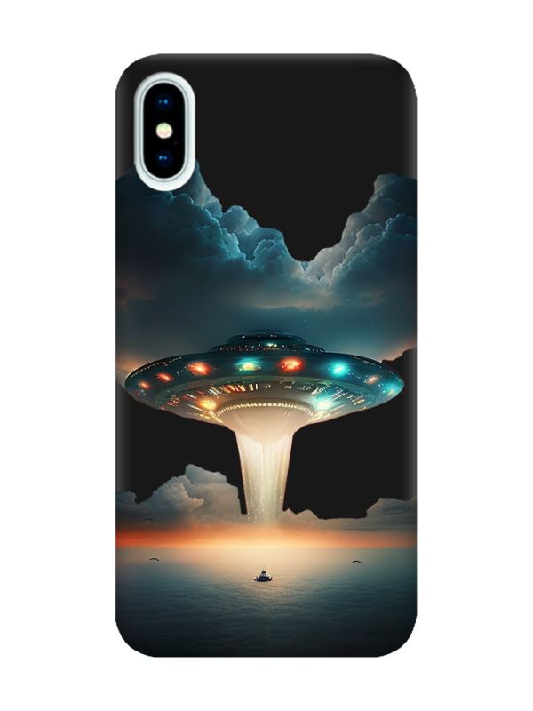 Матовий чорний чохол на iPhone X / Xs Тарілка UFO (принт 241)