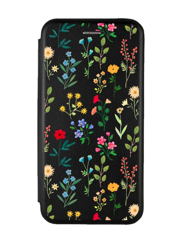 Чохол-книжка з малюнком для Samsung Galaxy A23 Чорний :: Квітковий фон (принт 269)