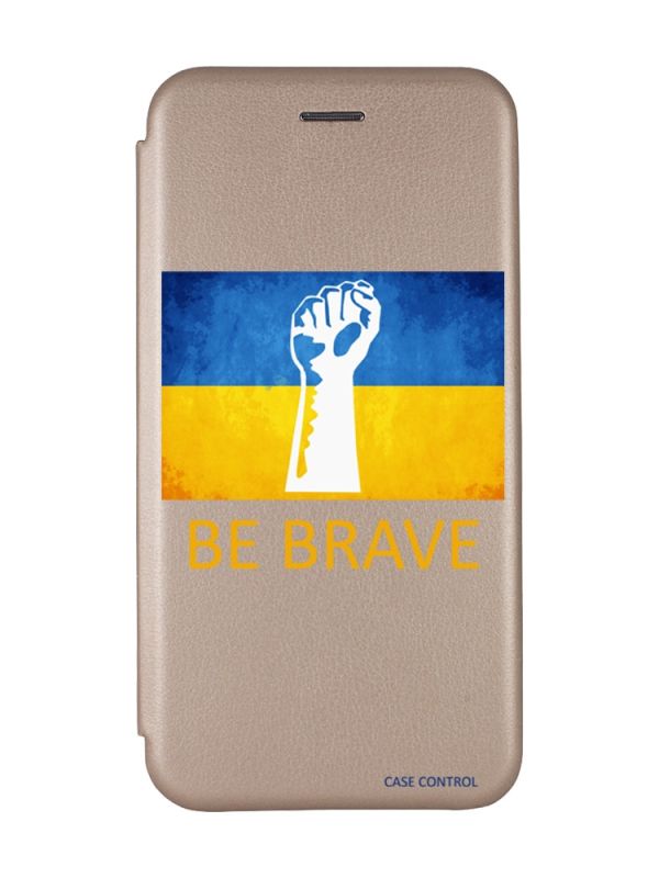 Чохол-книжка з малюнком для Xiaomi Redmi Note 8 Pro Золотий :: Мужність Україна (принт 42)