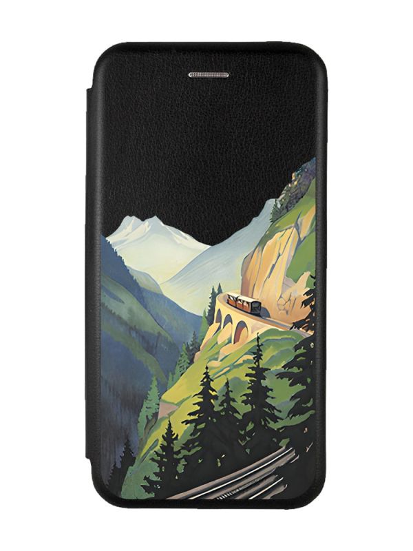 Чохол-книжка з малюнком для Samsung Galaxy A03/A035 Чорний :: Пейзаж. Гори (принт 87)