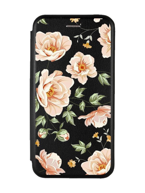 Чохол-книжка з малюнком для Xiaomi Redmi Note 8 Pro Чорний :: Квіти пастельні (принт 277)