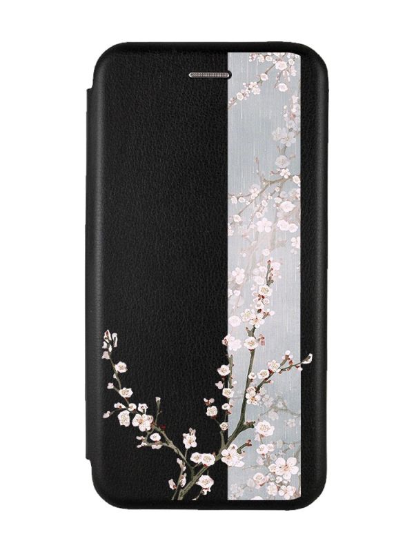 Чохол-книжка з малюнком для Samsung Galaxy M30s/ М21 Чорний :: Квітуча сакура (принт 285)