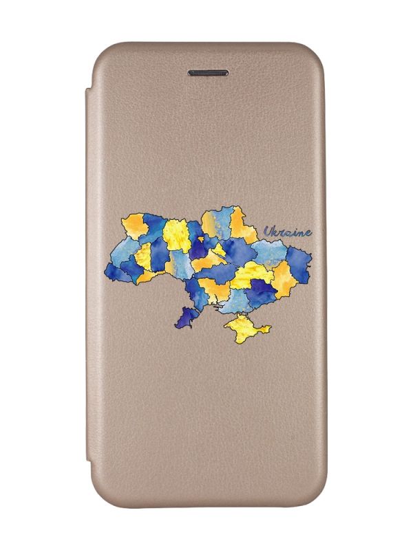Чохол-книжка з малюнком для Samsung Galaxy A10 (2019)/A105 Золотий :: Карта України (принт 261)