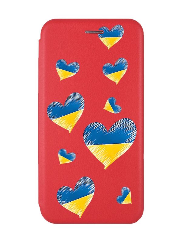 Чохол-книжка з малюнком для Xiaomi Redmi Note 8 Pro Червоний :: Сердечка. Україна (принт 258)