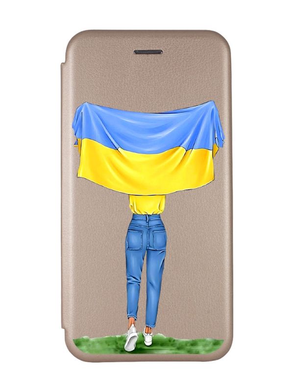 Чохол-книжка з малюнком для Samsung Galaxy A53 4G Золотий :: Дівчина з прапором (принт 263)