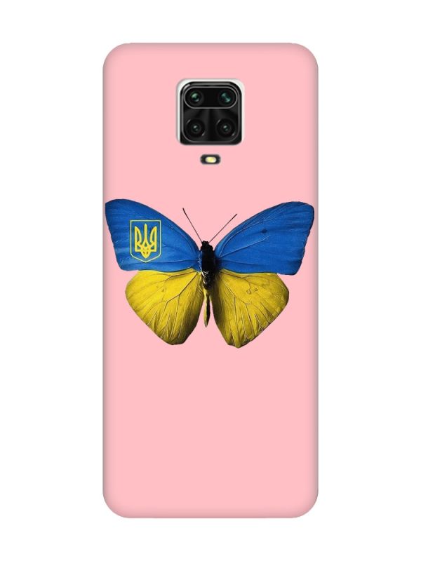 Матовий рожевий чохол на Xiaomi Redmi Note 9 Pro / 9S / 9 Pro Max :: Метелик Україна (принт 255)