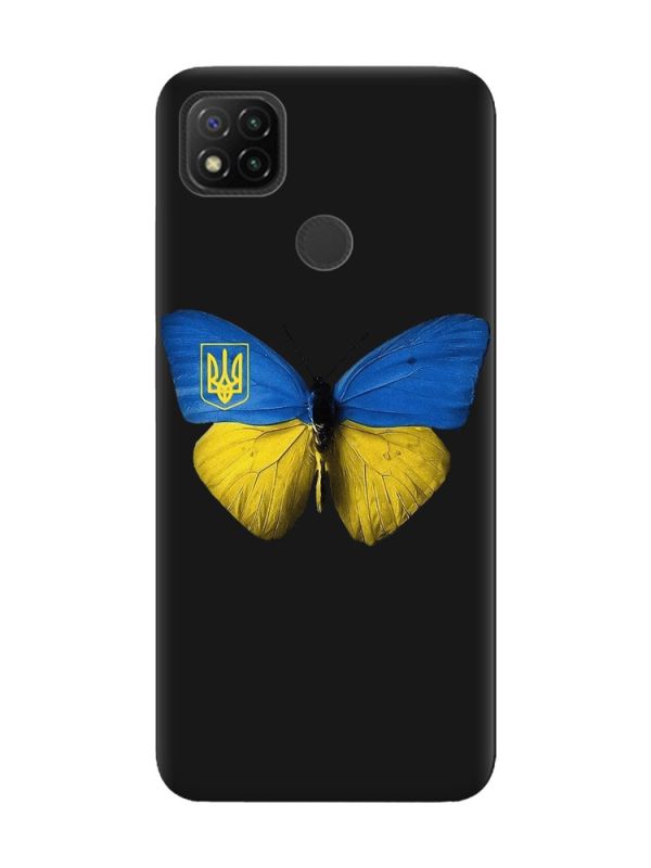 Матовий чорний чохол на Xiaomi Redmi 9C/10A :: Метелик Україна (принт 255)