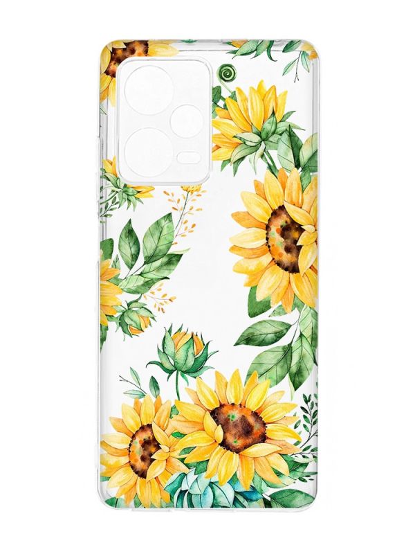 Прозорий чохол на Xiaomi Redmi Note 12 Pro 5G :: Соняхи (принт 288)