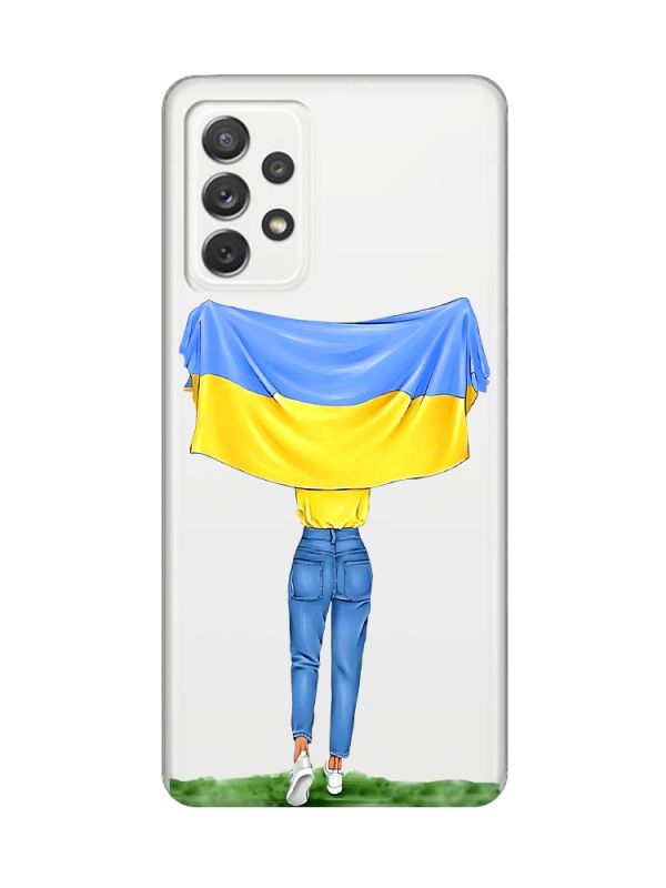 Прозорий чохол на Samsung Galaxy A72/A725 :: Дівчина з прапором (принт 263)