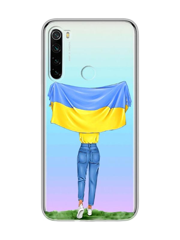 Прозорий чохол на Xiaomi Redmi Note 8  :: Дівчина з прапором (принт 263)