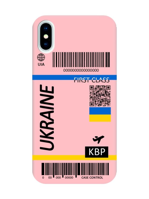 Матовий рожевий чохол на iPhone X / Xs :: Авіаквиток Україна (принт 262)