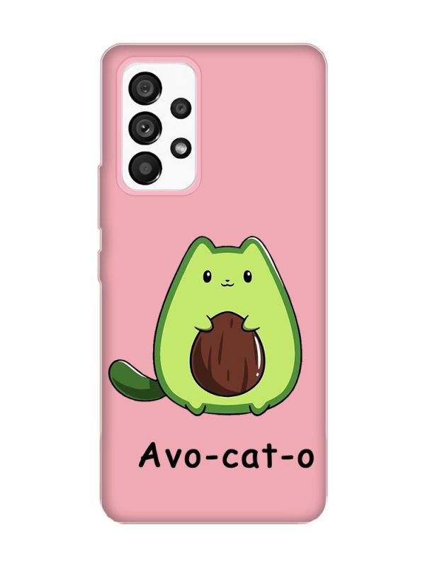 Матовий рожевий чохол на Samsung Galaxy A53 4G/5G :: Котик Авокадо (принт 306)