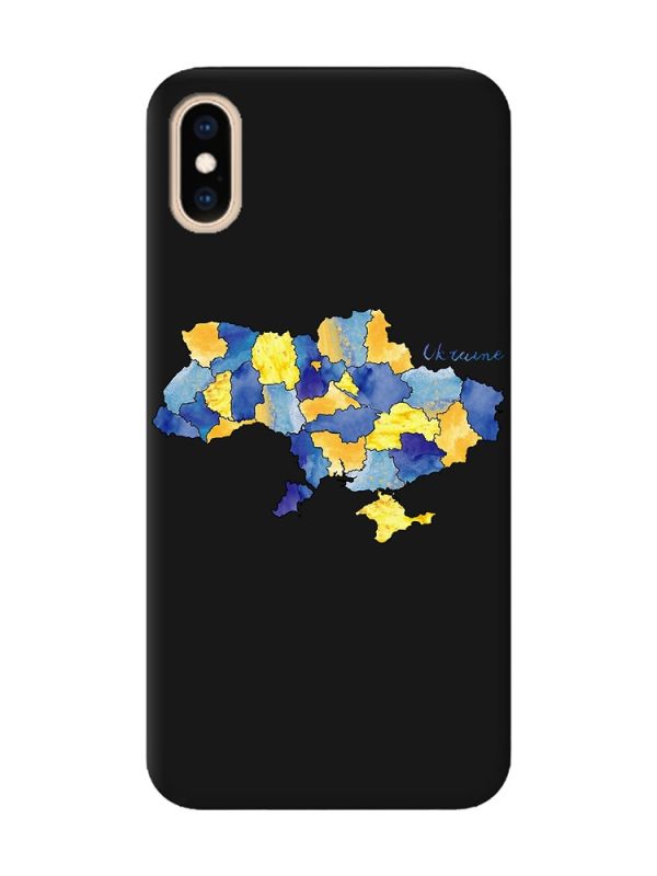 Матовий чорний чохол на iPhone XS MAX :: Карта України (принт 261)