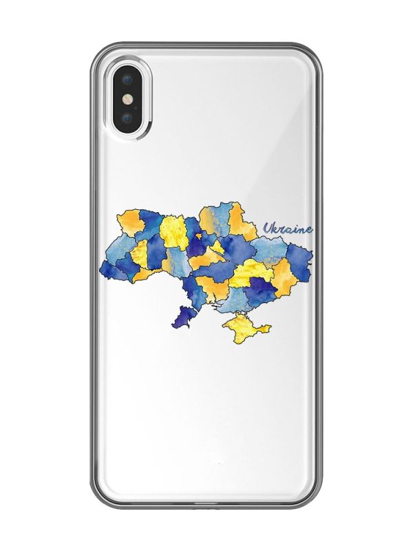 Прозорий чохол на iPhone XS Max :: Карта України (принт 261)