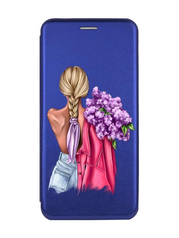 Чохол-книжка з малюнком для Samsung Galaxy A54 5G (A546) Синій :: Дівчина з бузком (принт 7)