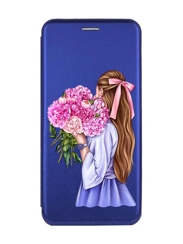 Чохол-книжка з малюнком для Samsung Galaxy A54 5G (A546) Синій :: Дівчина з півоніями (принт 11)