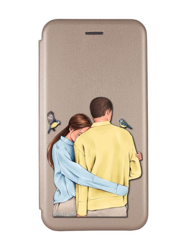 Чохол-книжка з малюнком для Samsung Galaxy A03/A035 Золотий :: Українська пара (принт 14)