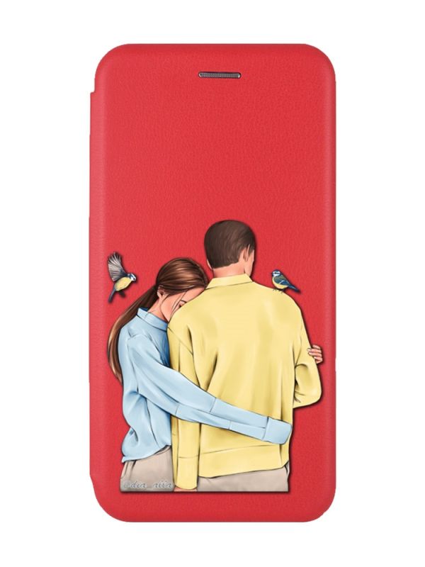 Чохол-книжка з малюнком для Xiaomi Redmi Note 8 Pro Червоний :: Українська пара (принт 14)