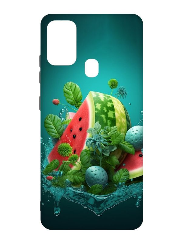 Матовий чохол з чорними боками на Samsung Galaxy M30s/M21 :: Кавунова фантазія (принт 337)