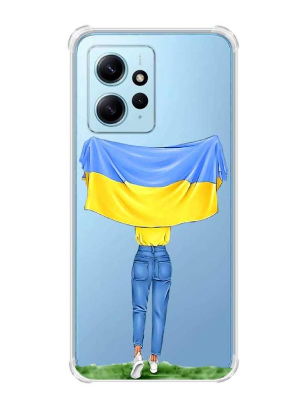 Чохол з потовщеними кутами на Xiaomi Redmi Note 12 4G :: Дівчина з прапором (принт 263)