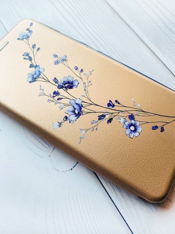 Чохол-книжка з малюнком для Samsung Galaxy A10 (2019)/A105 Золотий :: Гілочка квітів (принт 278)