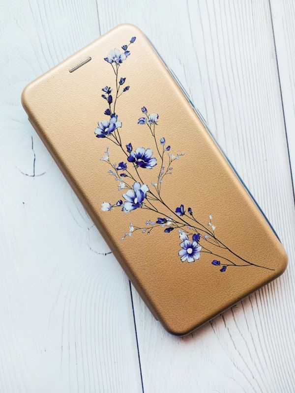 Чохол-книжка з малюнком для Samsung Galaxy A03/A035 Золотий :: Гілочка квітів (принт 278)