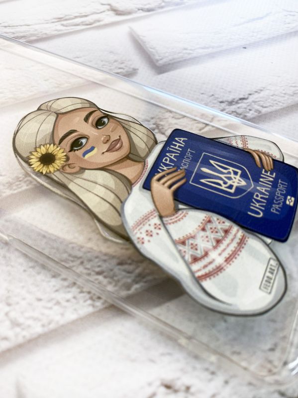 Прозорий чохол для Samsung Galaxy J8 (2018) з патріотичним дизайном "Дівчина з паспортом" принт 13