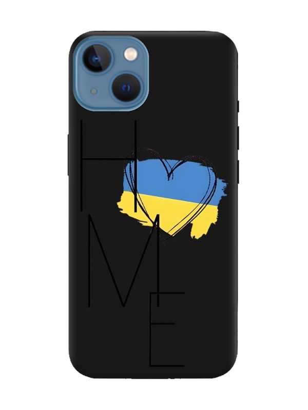 Матовий чорний чохол на Apple iPhone 13 :: Дім Україна (принт 353)