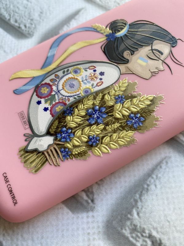 Матовий рожевий чохол на Samsung Galaxy A12 :: Українка з колосками (патріотичний принт 172)