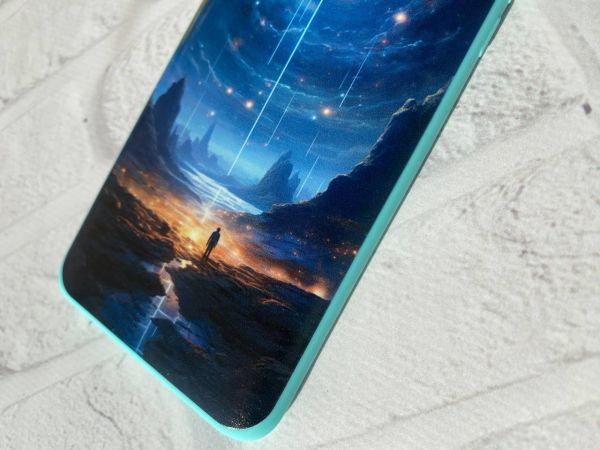 Чохол з бірюзовими боками на Samsung Galaxy A12 :: Космос (принт 244)