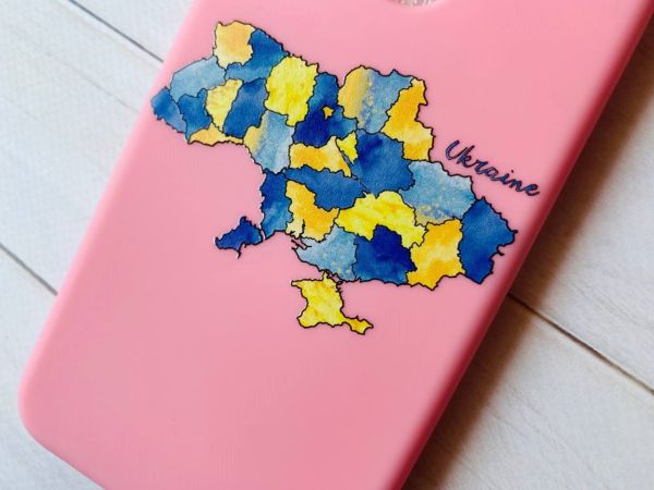 Матовий рожевий чохол на Samsung Galaxy A53 4G/5G :: Карта України (принт 261)