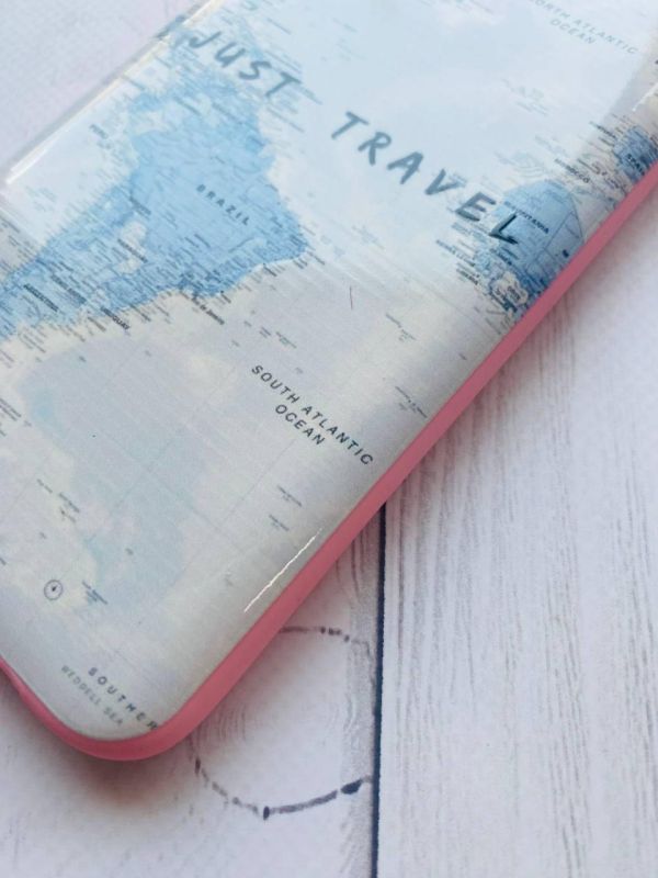 Матовий чохол з рожевими боками на Samsung Galaxy A10 (2019) A105 :: Подорожі. Карта (принт 323)