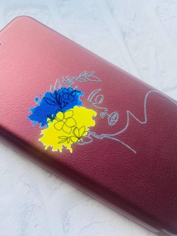 Чохол-книжка з малюнком для Xiaomi Redmi Note 8 Pro Бордовий :: Українка Арт (принт 3)