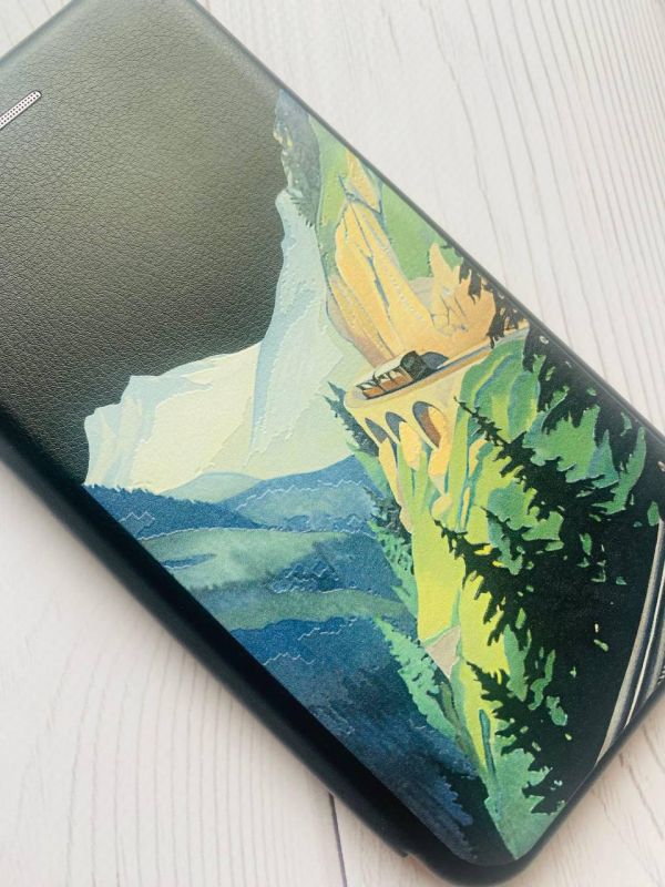 Чохол-книжка з малюнком для Samsung Galaxy A03/A035 Чорний :: Пейзаж. Гори (принт 87)