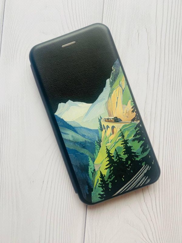 Чохол-книжка з малюнком для Samsung Galaxy A03/A035 Чорний :: Пейзаж. Гори (принт 87)