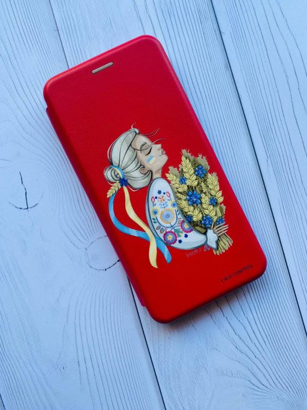 Чохол-книжка з малюнком для Samsung Galaxy A31 Червоний; Українка з колосками (принт 173)